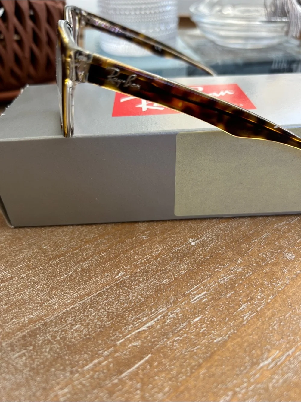 Ray-Ban Men's Tortoise Shell Rectangular Glasses - Brown
